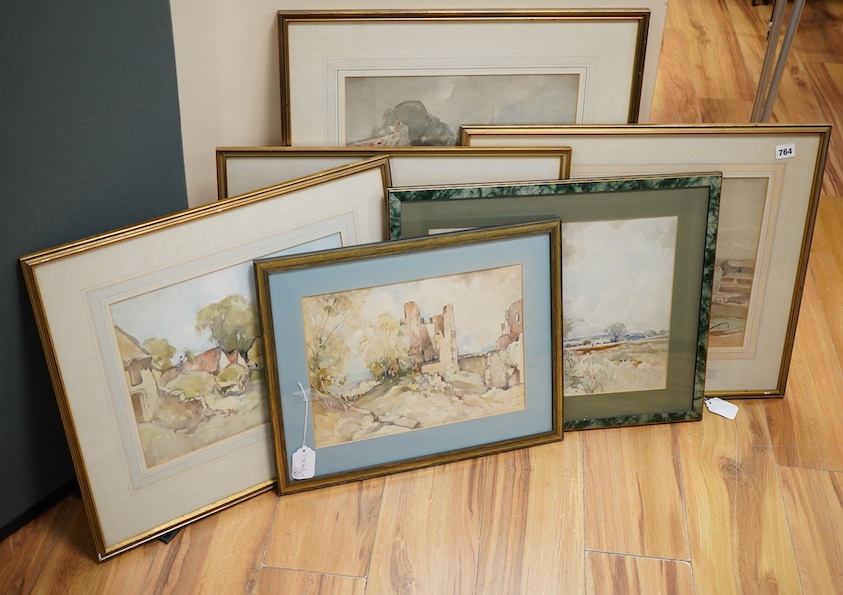 John Brown Harrison (1876-1958), Yorkshire Dale views, six watercolours, some signed